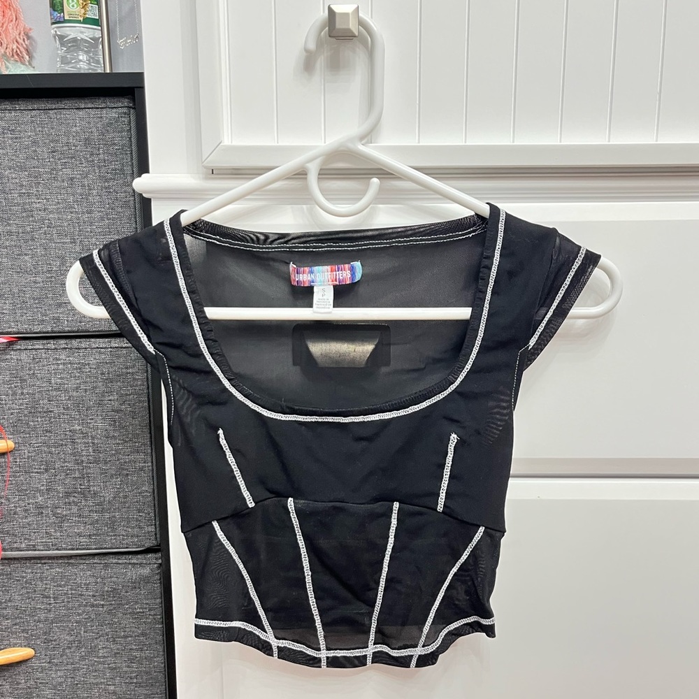 Urban outfitters black and white mesh top size small